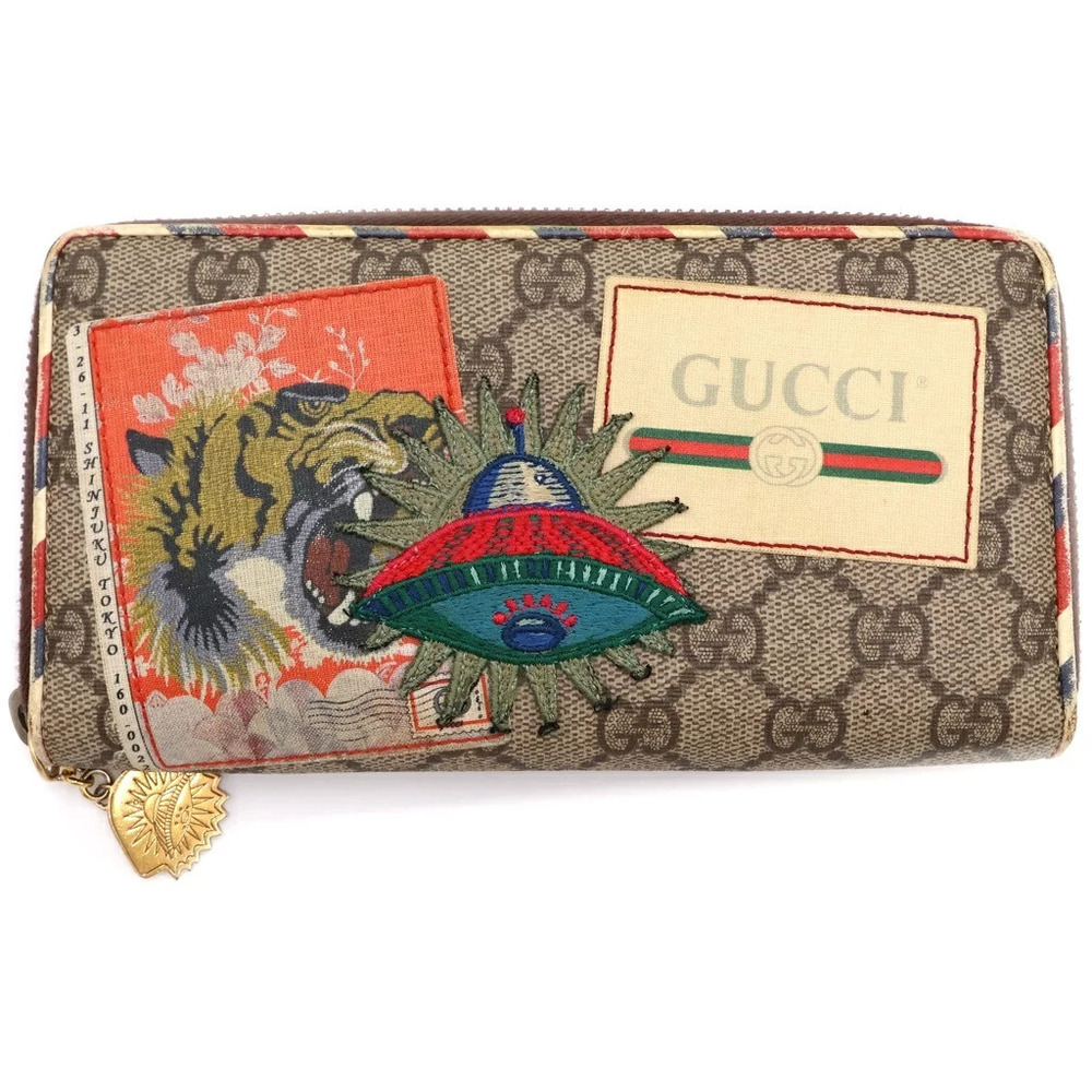 GUCCI GG Supreme Courier Round Long Wallet
